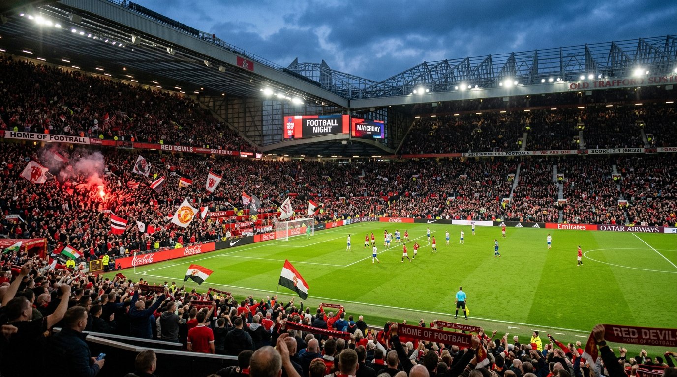Football stadium full of fans, match atmosphere